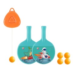 Set 2 Palete de Tenis de Masa, Cyrax, pentru Copii, Design Animat, Tematica Astronauti, Accesoriu de Agatat Inclus si 4 Mingi, Albastru