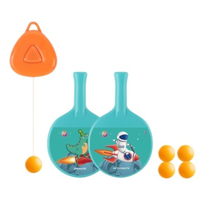 Set 2 Palete de Tenis de Masa, Cyrax, pentru Copii, Design Animat, Tematica Astronauti, Accesoriu de Agatat Inclus si 4 Mingi, Albastru foto