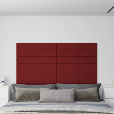 vidaXL Panouri de perete 12 buc. roșu vin 90x15 cm textil 1,62 m&amp;sup2; foto