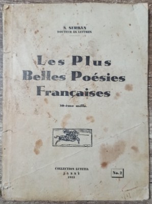 Les plus belles poesies francaises - N. Serban// Jassy, 1933 foto