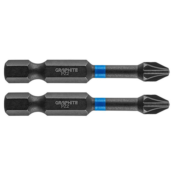 Set biti de impact PZ2X50mm 1/4&quot; 2buc. GRAPHITE 56H522 HardWork ToolsRange