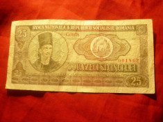 Bancnota 25 lei 1966 Romania , cal. Buna foto