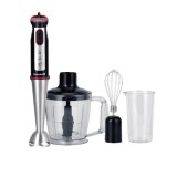 Blender 4 in 1 Hausberg, 1000 W, 700 ml, 220 V, 5 viteze turbo, motor cupru, bol plastic, lama inox, Negru/Rosu