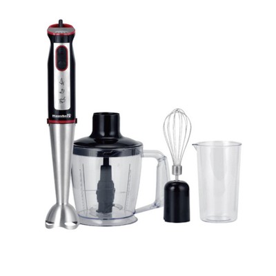Blender 4 in 1 Hausberg, 1000 W, 700 ml, 220 V, 5 viteze turbo, motor cupru, bol plastic, lama inox, Negru/Rosu foto