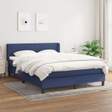 Cumpara ieftin Pat box spring cu saltea, albastru, 140x200 cm, textil