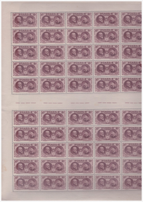 RO-201=ROMANIA 1927-Lp 76-25 bani lila-50 ani INDEPENDENTA-coala de 50 timbre