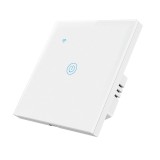 Intrerupator inteligent simplu cu touch Brius&trade;, Wi-Fi, cu nul, sticla securizata, LED noapte/zi, Tuya, Life Smart, compatibil Amazon Alexa/Google Assi