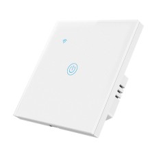 Intrerupator inteligent simplu cu touch Brius&trade;, Wi-Fi, cu nul, sticla securizata, LED noapte/zi, Tuya, Life Smart, compatibil Amazon Alexa/Google Assi