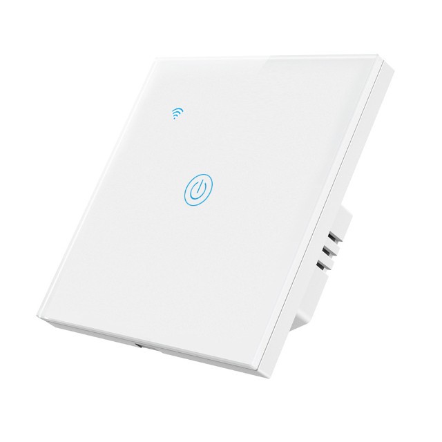 Intrerupator inteligent simplu cu touch Brius&trade;, Wi-Fi, cu nul, sticla securizata, LED noapte/zi, Tuya, Life Smart, compatibil Amazon Alexa/Google Assi