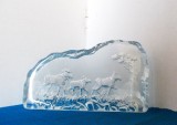 Sculptura full lead crystal, turnata si modelata manual - Familie de elani - design Paul Isling, Nybro Glasbruk Sweden