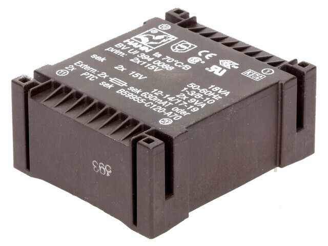 Transformator &icirc;ncapsulat 36VA 115VACx2 15V 15V 600mA 600mA