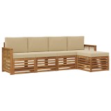 vidaXL Set de canapele de exterior cu pernă 5 pcs Natural și Bej 3384239