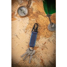 Breloc din piele naturala, handmade, lucrat si cusut manual, Nero, Bleumarin, Produs in Romania