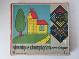 Joc vintage Mozaic cu imagini / Mosaique champignon avec images, Edition Carlit Zurich, anii 50, vechi colectie