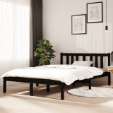 Cadru de pat mic dublu, negru, 120x190 cm, lemn masiv, vidaXL