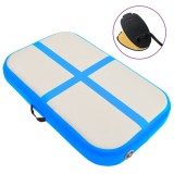 Saltea Gimnastică Gonflabilă vidaXL 600x100x20cm PVC Albastru/Gri + Pompă, Antrenament, Yoga, Kickboxing, Exterior/Interior