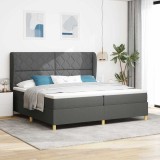 Cumpara ieftin Pat cu arcuri cu headboard Gri inchis 200 x 200 cm tesatura