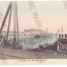 2062 - GALATI, Harbor, Romania - old postcard - used - 1908