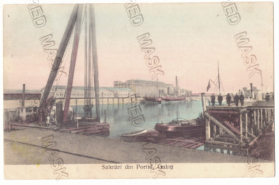 2062 - GALATI, Harbor, Romania - old postcard - used - 1908 foto