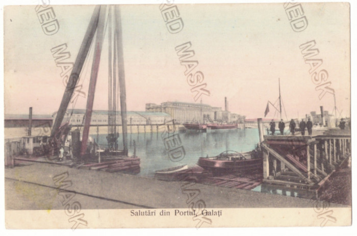 2062 - GALATI, Harbor, Romania - old postcard - used - 1908