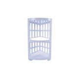 Etajera din plastic pentru baie, pe colt, 3 polite, alb, Y266, 22 x 22 x 57 cm
