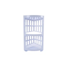 Etajera din plastic pentru baie, pe colt, 3 polite, alb, Y266, 22 x 22 x 57 cm