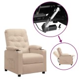 vidaXL Fotoliu cu ridicare, crem, material textil