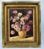 Superb tablou &quot;flori- bujori &quot; Bacaloglu Ionescu Maria 26 x 34 cm, Ulei, Realism