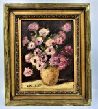 Superb tablou &quot;flori- bujori &quot; Bacaloglu Ionescu Maria 26 x 34 cm