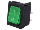Rocker Switch DPST ON-OFF 20A 250V Green IP40 230V Light