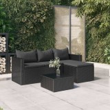 vidaXL Set mobilier de grădină, negru, poliratan 362330