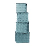 Cumpara ieftin Set 4 cutii depozitare cu capac, turcoaz 17 x 17 x 16 cm, 19 x 19 x 17 cm, 21 x 21 x 18 cm, 23 x 23 x 18,5 cm