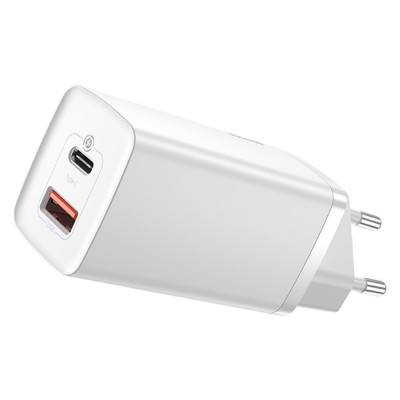 Baseus GaN2 Lite Fast 65W USB / USB Tip C &amp;Icirc;ncărcare Rapidă 3.0 Livrare Energie (nitrură De Galiu) Alb (CCGAN2L-B02) foto