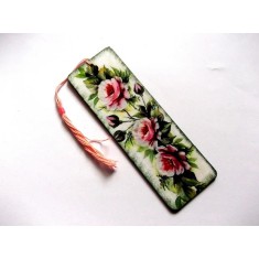 Semn cu trandafiri rosii, semn de carte pe lemn cu flori rosii 41854