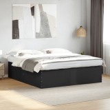 Cadru de pat negru 180x200 cm din lemn prelucrat
