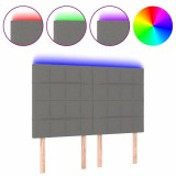 Cumpara ieftin Tablie de pat cu LED, gri inchis, 144x5x118/128 cm, textil