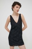 Desigual rochie LACE culoarea negru, mini, dreaptă, 24SWVW48
