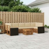 vidaXL Set de canapele de exterior cu pernă 8 pcs Natural și Bej 3384154