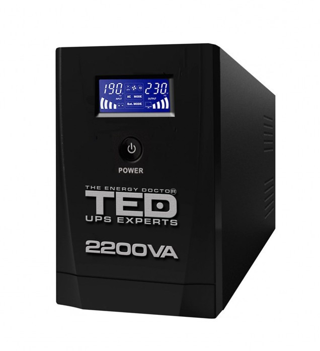 UPS TED Electric 2200VA / 1200W Line Interactive cu 3 iesiri schuko si display LCD TED-2200