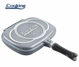 TIGAIE DUBLA DREPTUNGHIULARA TIP GRILL, ALUMINIU, 32x24x7.5 CM, GRAY LINE,, Heinner