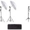 Kit de 2 umbrele albe, 2 trepiezi reglabili 200 cm, 1 trepied 160 cm, fara becuri, geanta de transport inclusa