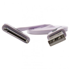 Cablu date si incarcare mufa 30 pini la mufa USB 2.0 mov deschis, plat, 2m lungime, pentru Apple iPhone 2G/3G/3GS/4/4S foto