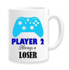 Cana alba personalizata &quot;Player 2, always a loser&quot;, INOVATIX&reg;. 330ml