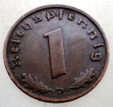 B.085 GERMANIA 1 REICHSPFENNIG 1938 D, Europa, Bronz