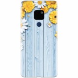 Husa silicon pentru Huawei Mate 20, Sunflower On Blue Wood