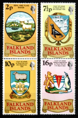 Falkland 1975, Mi #236-239**, steme. fauna,, MNH! Cota 10 &amp;euro;! foto