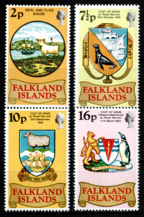 Falkland 1975, Mi #236-239**, steme. fauna,, MNH! Cota 10 &euro;!