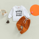 Compleu cu bluzita alba pentru baietei - Dad&#039;s little dude (Marime Disponibila: