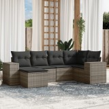 Cumpara ieftin Gossi set mobilier gradina cu perne, 6 piese, gri, poliratan
