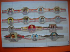 HOPCT LOT NR 6 - LIDERI / CONDUCATORI AI LUMII DE ODINIOARA -14 BUC-ETICHETE VECHI DE TRABUCURI -COLECTIE DE LUX-LITHO